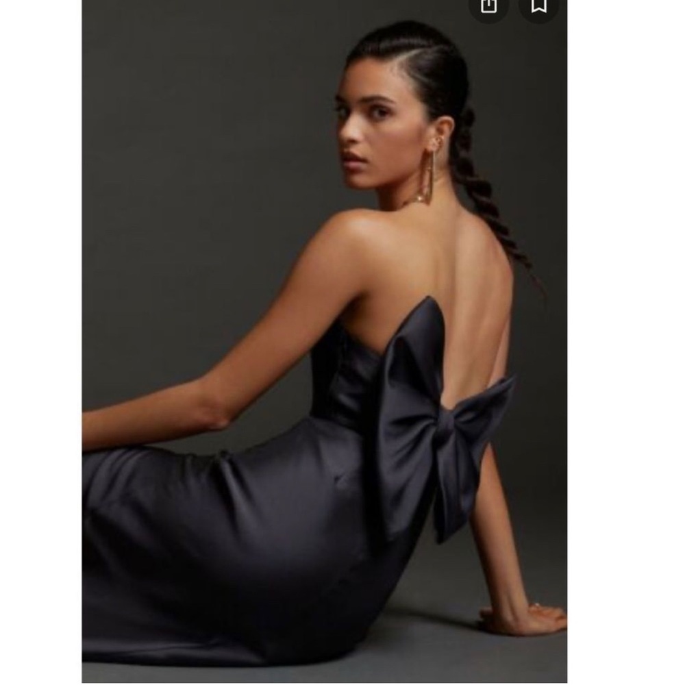 Anthropologie Hutch Slim Bow-Back Midi Dress Black Size 4